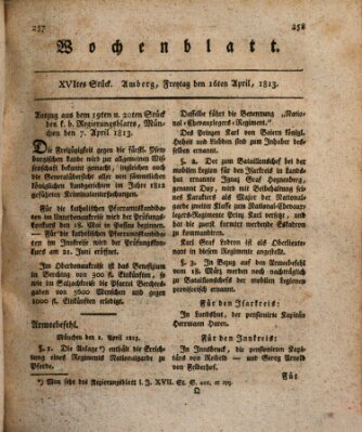 Wochenblatt (Oberpfälzisches Wochenblat) Freitag 16. April 1813