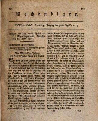 Wochenblatt (Oberpfälzisches Wochenblat) Freitag 30. April 1813