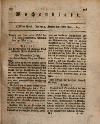 Wochenblatt (Oberpfälzisches Wochenblat) Freitag 11. Juni 1813