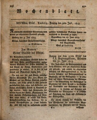 Wochenblatt (Oberpfälzisches Wochenblat) Freitag 9. Juli 1813