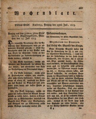 Wochenblatt (Oberpfälzisches Wochenblat) Freitag 23. Juli 1813