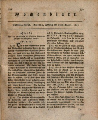 Wochenblatt (Oberpfälzisches Wochenblat) Freitag 13. August 1813