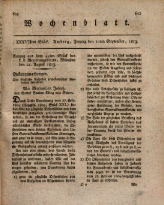 Wochenblatt (Oberpfälzisches Wochenblat) Freitag 10. September 1813