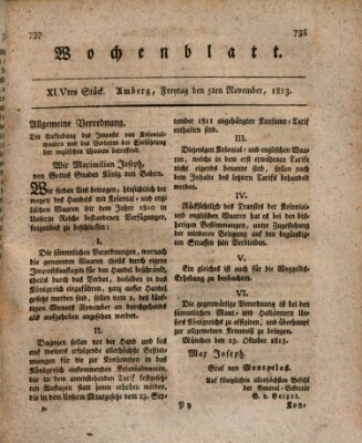 Wochenblatt (Oberpfälzisches Wochenblat) Freitag 5. November 1813