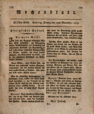 Wochenblatt (Oberpfälzisches Wochenblat) Freitag 12. November 1813