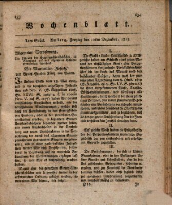 Wochenblatt (Oberpfälzisches Wochenblat) Freitag 10. Dezember 1813