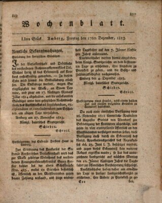 Wochenblatt (Oberpfälzisches Wochenblat) Freitag 17. Dezember 1813