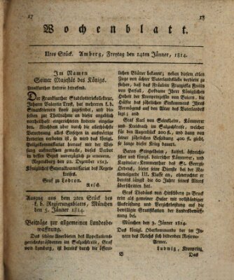 Wochenblatt (Oberpfälzisches Wochenblat) Freitag 14. Januar 1814