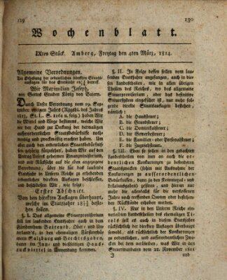 Wochenblatt (Oberpfälzisches Wochenblat) Freitag 4. März 1814