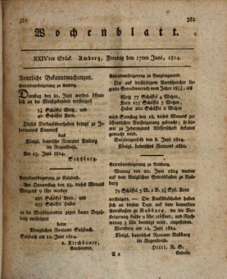 Wochenblatt (Oberpfälzisches Wochenblat) Freitag 17. Juni 1814