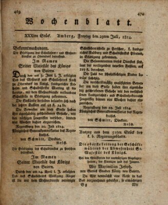 Wochenblatt (Oberpfälzisches Wochenblat) Freitag 29. Juli 1814