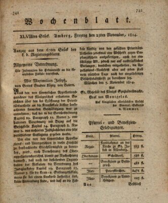 Wochenblatt (Oberpfälzisches Wochenblat) Freitag 25. November 1814