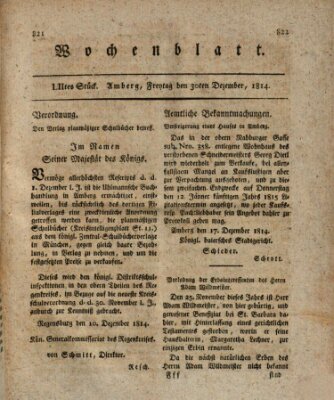 Wochenblatt (Oberpfälzisches Wochenblat) Freitag 30. Dezember 1814