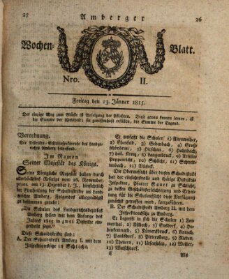 Amberger Wochenblatt (Oberpfälzisches Wochenblat) Freitag 13. Januar 1815