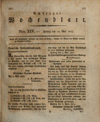 Amberger Wochenblatt (Oberpfälzisches Wochenblat) Freitag 12. Mai 1815