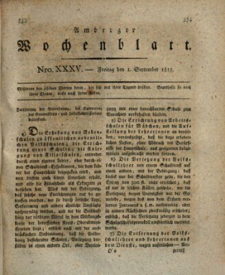 Amberger Wochenblatt (Oberpfälzisches Wochenblat) Freitag 1. September 1815