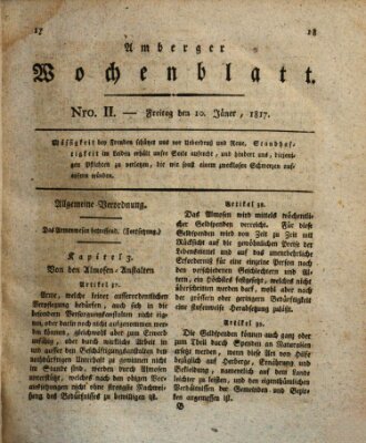 Amberger Wochenblatt (Oberpfälzisches Wochenblat) Freitag 10. Januar 1817