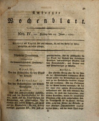 Amberger Wochenblatt (Oberpfälzisches Wochenblat) Freitag 24. Januar 1817