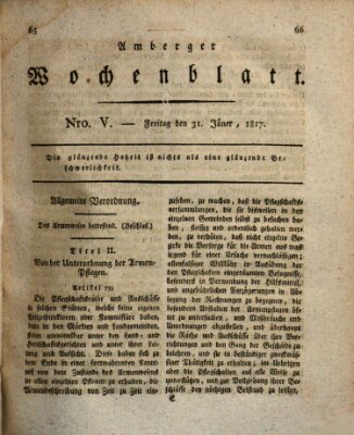 Amberger Wochenblatt (Oberpfälzisches Wochenblat) Freitag 31. Januar 1817