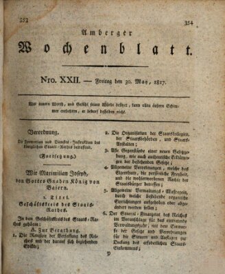 Amberger Wochenblatt (Oberpfälzisches Wochenblat) Freitag 30. Mai 1817