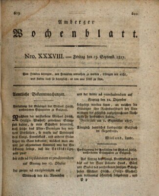 Amberger Wochenblatt (Oberpfälzisches Wochenblat) Freitag 19. September 1817