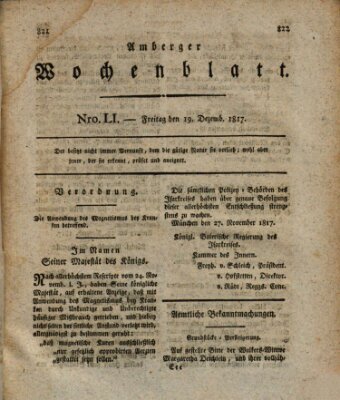 Amberger Wochenblatt (Oberpfälzisches Wochenblat) Freitag 19. Dezember 1817