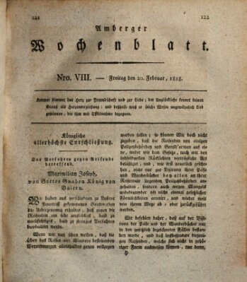 Amberger Wochenblatt (Oberpfälzisches Wochenblat) Freitag 20. Februar 1818