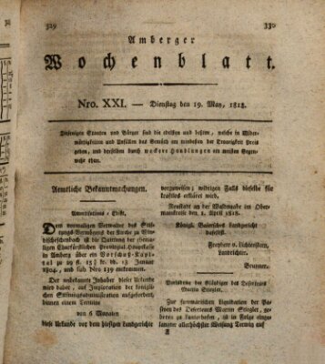 Amberger Wochenblatt (Oberpfälzisches Wochenblat) Dienstag 19. Mai 1818