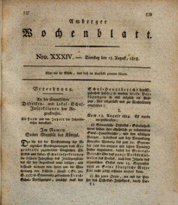 Amberger Wochenblatt (Oberpfälzisches Wochenblat) Dienstag 18. August 1818