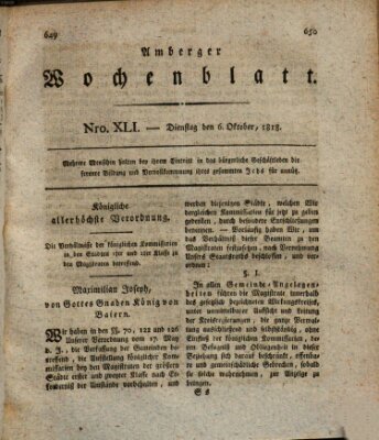 Amberger Wochenblatt (Oberpfälzisches Wochenblat) Dienstag 6. Oktober 1818