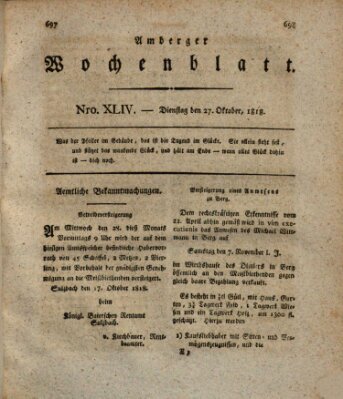 Amberger Wochenblatt (Oberpfälzisches Wochenblat) Dienstag 27. Oktober 1818