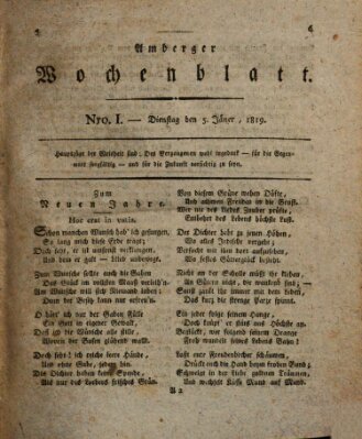 Amberger Wochenblatt (Oberpfälzisches Wochenblat) Dienstag 5. Januar 1819