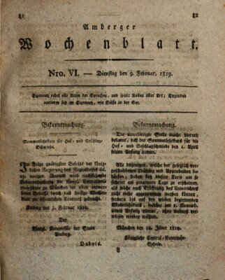 Amberger Wochenblatt (Oberpfälzisches Wochenblat) Dienstag 9. Februar 1819