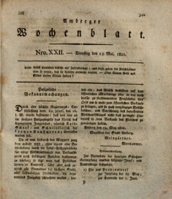 Amberger Wochenblatt (Oberpfälzisches Wochenblat) Dienstag 29. Mai 1821