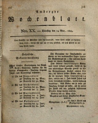 Amberger Wochenblatt (Oberpfälzisches Wochenblat) Dienstag 14. Mai 1822