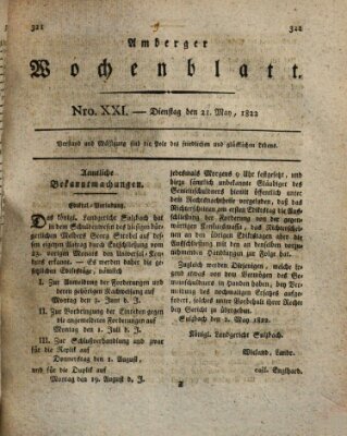 Amberger Wochenblatt (Oberpfälzisches Wochenblat) Dienstag 21. Mai 1822