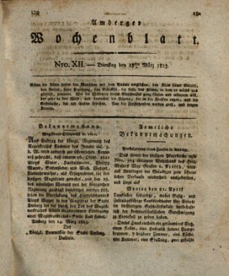 Amberger Wochenblatt (Oberpfälzisches Wochenblat) Dienstag 18. März 1823