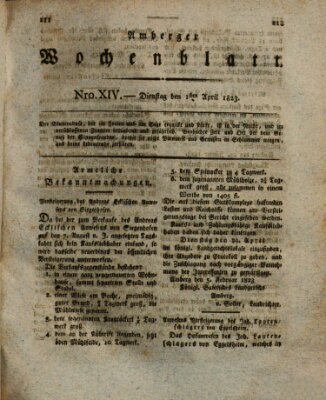 Amberger Wochenblatt (Oberpfälzisches Wochenblat) Dienstag 1. April 1823