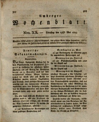 Amberger Wochenblatt (Oberpfälzisches Wochenblat) Dienstag 13. Mai 1823