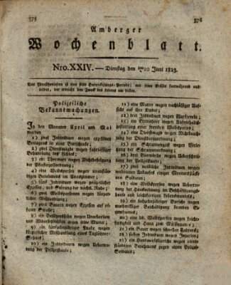 Amberger Wochenblatt (Oberpfälzisches Wochenblat) Dienstag 10. Juni 1823