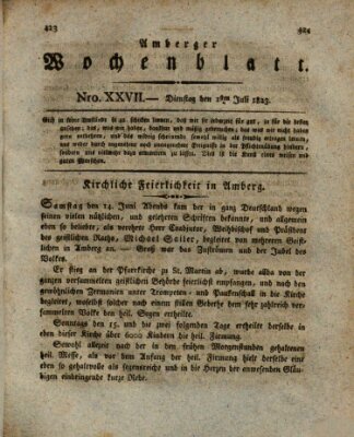 Amberger Wochenblatt (Oberpfälzisches Wochenblat) Dienstag 1. Juli 1823