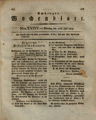 Amberger Wochenblatt (Oberpfälzisches Wochenblat) Dienstag 15. Juli 1823