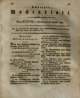 Amberger Wochenblatt (Oberpfälzisches Wochenblat) Dienstag 9. September 1823