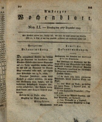 Amberger Wochenblatt (Oberpfälzisches Wochenblat) Dienstag 16. Dezember 1823