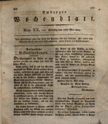 Amberger Wochenblatt (Oberpfälzisches Wochenblat) Dienstag 18. Mai 1824