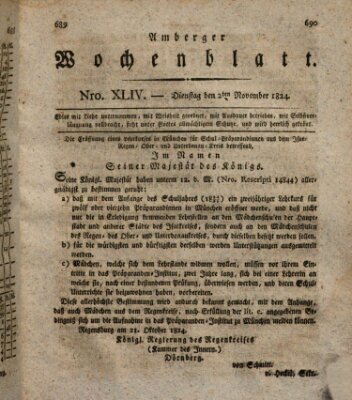 Amberger Wochenblatt (Oberpfälzisches Wochenblat) Dienstag 2. November 1824