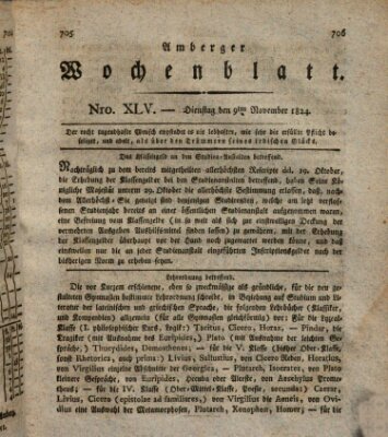 Amberger Wochenblatt (Oberpfälzisches Wochenblat) Dienstag 9. November 1824