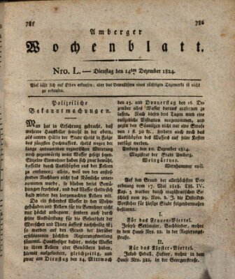 Amberger Wochenblatt (Oberpfälzisches Wochenblat) Dienstag 14. Dezember 1824