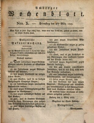 Amberger Wochenblatt (Oberpfälzisches Wochenblat) Dienstag 8. März 1825