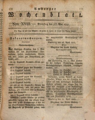 Amberger Wochenblatt (Oberpfälzisches Wochenblat) Dienstag 3. Mai 1825